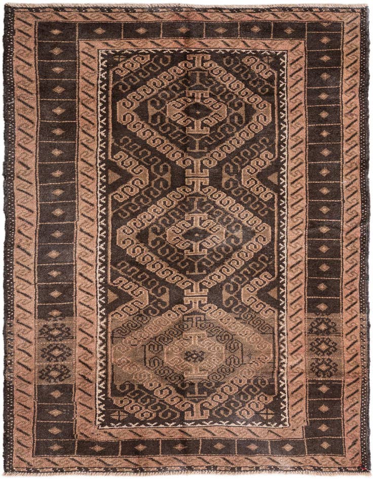 Detail image of 3' 4 x 6' 3 Hand Knotted Ultra Vintage Persian Wool Rug