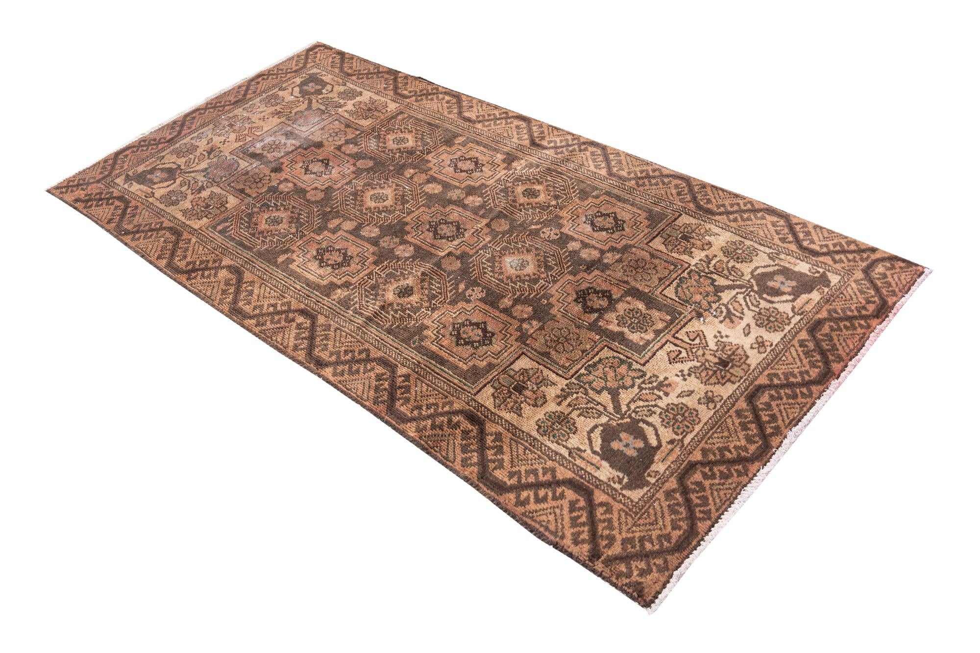 3' 3 x 6' 4 Hand Knotted Ultra Vintage Persian Wool Rug