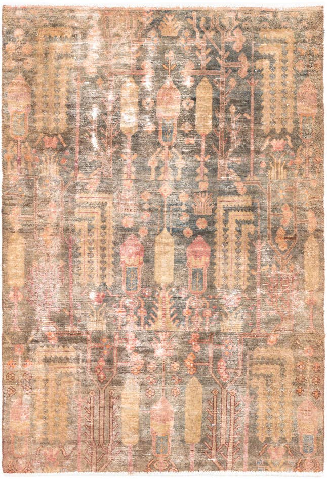 Detail image of 3' 8 x 5' 3 Hand Knotted Ultra Vintage Persian Wool Rug