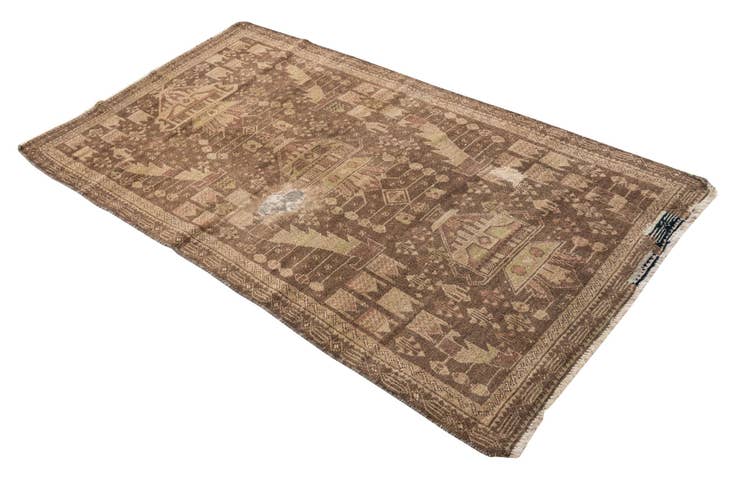 Detail image of 3' 5 x 6' 5 Hand Knotted Ultra Vintage Persian Wool Rug