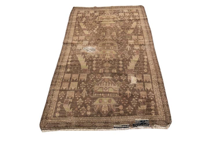 Detail image of 3' 5 x 6' 5 Hand Knotted Ultra Vintage Persian Wool Rug