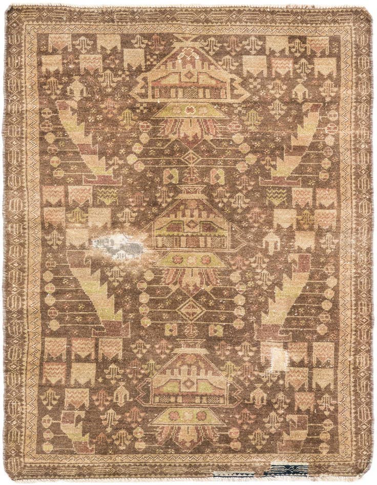 Detail image of 3' 5 x 6' 5 Hand Knotted Ultra Vintage Persian Wool Rug