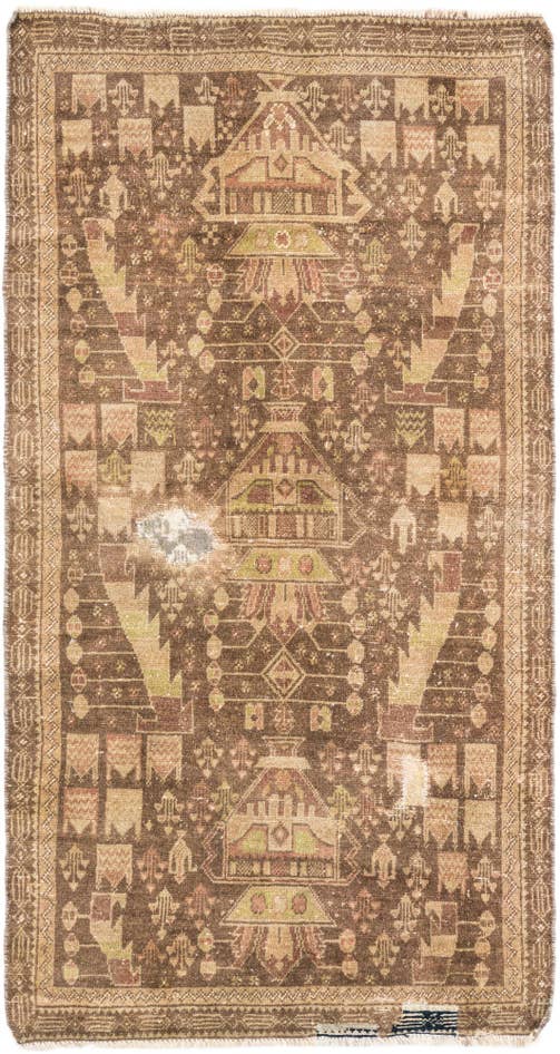 Detail image of 3' 5 x 6' 5 Hand Knotted Ultra Vintage Persian Wool Rug
