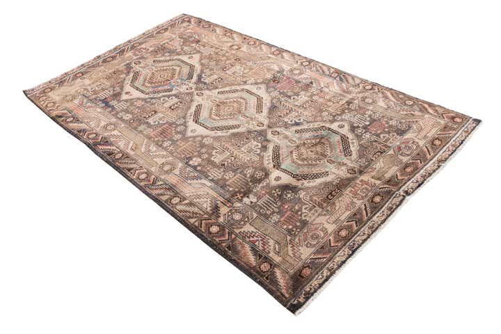 4' 1 x 6' 8 Hand Knotted Ultra Vintage Persian Wool Rug