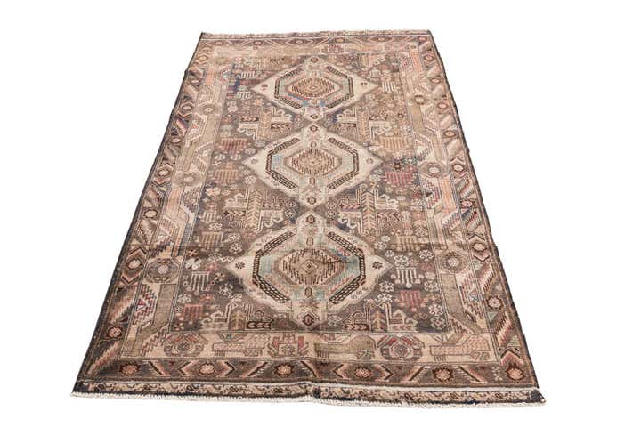 4' 1 x 6' 8 Hand Knotted Ultra Vintage Persian Wool Rug