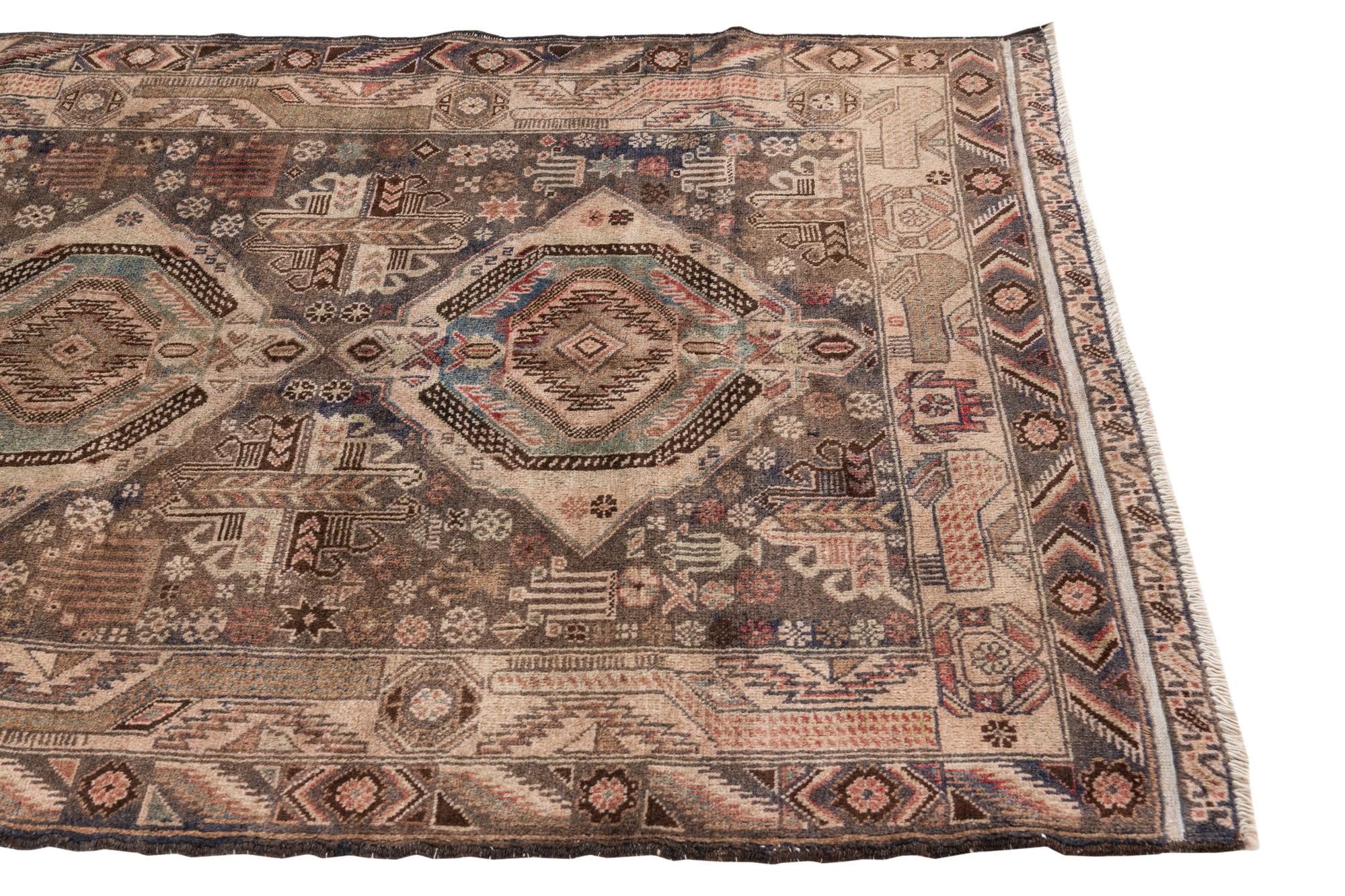 4' 1 x 6' 8 Hand Knotted Ultra Vintage Persian Wool Rug