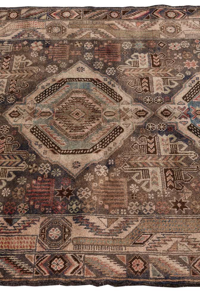 4' 1 x 6' 8 Hand Knotted Ultra Vintage Persian Wool Rug