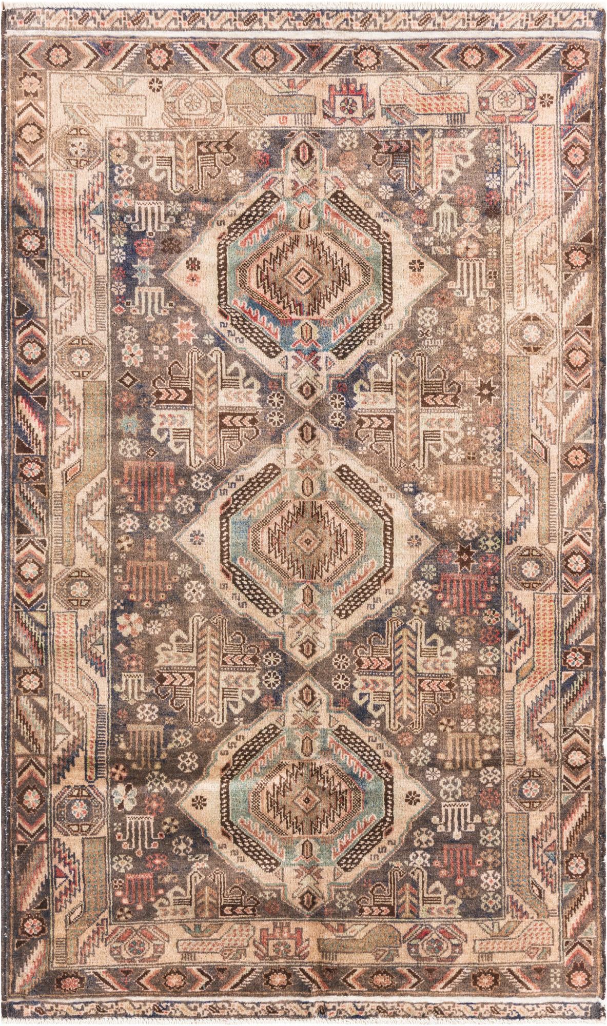 4' 1 x 6' 8 Hand Knotted Ultra Vintage Persian Wool Rug