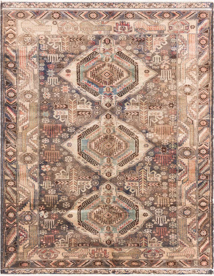 Detail image of 4' 1 x 6' 8 Hand Knotted Ultra Vintage Persian Wool Rug