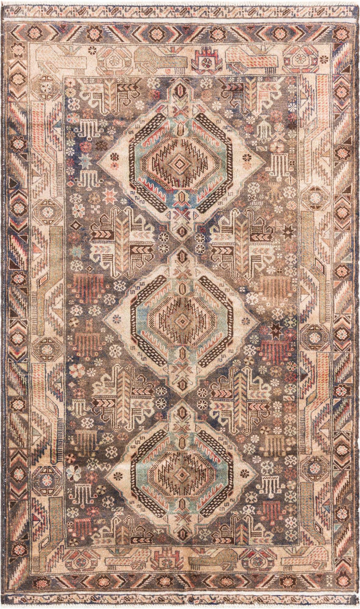 4' 1 x 6' 8 Hand Knotted Ultra Vintage Persian Wool Rug