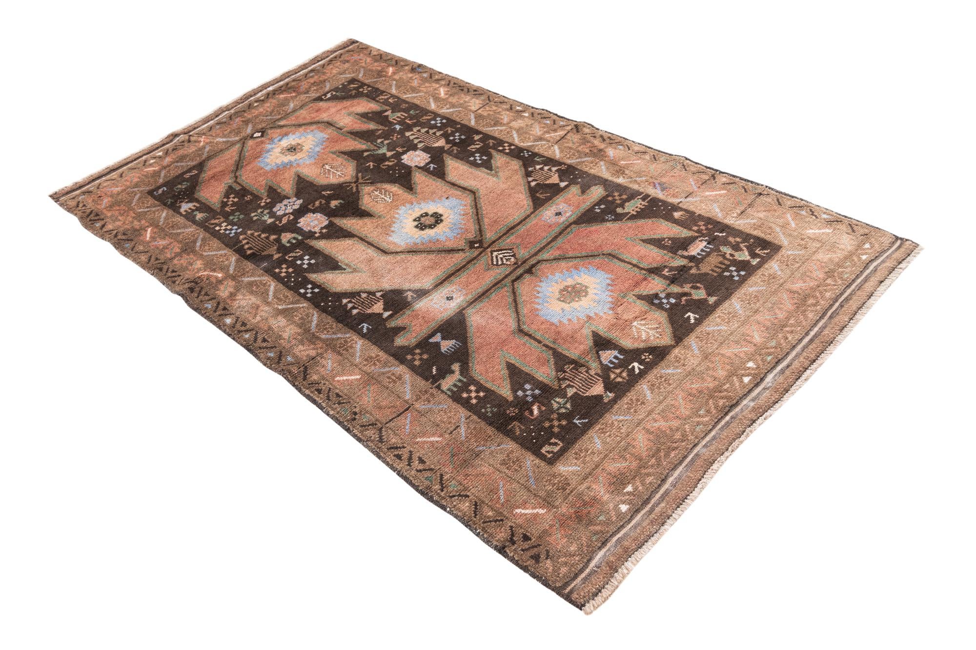 3' 7 x 6' Hand Knotted Ultra Vintage Persian Wool Rug