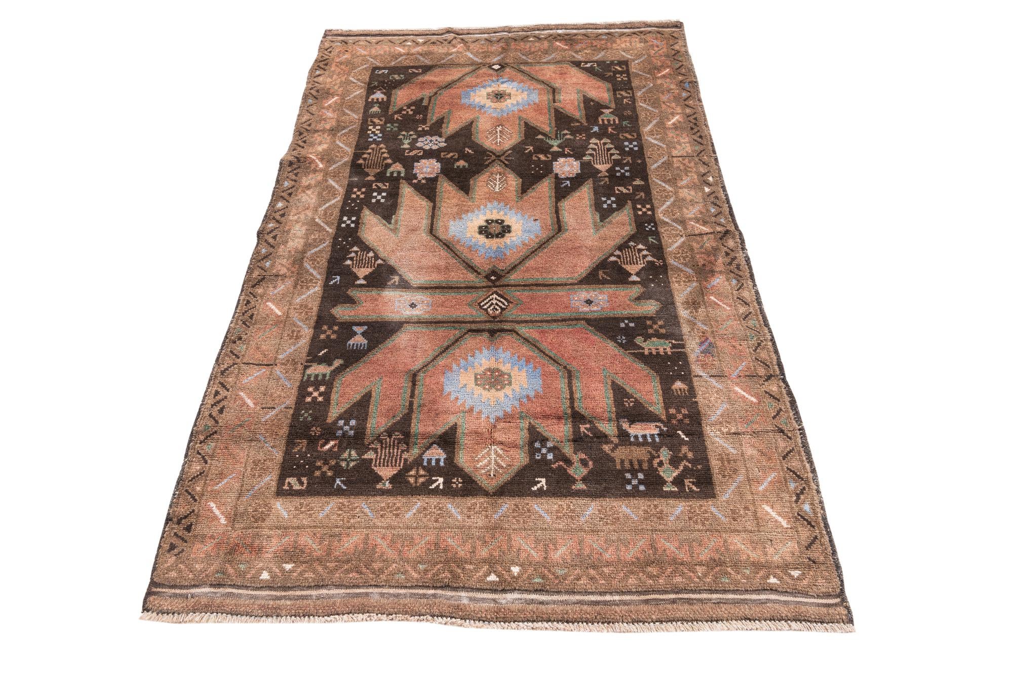 3' 7 x 6' Hand Knotted Ultra Vintage Persian Wool Rug