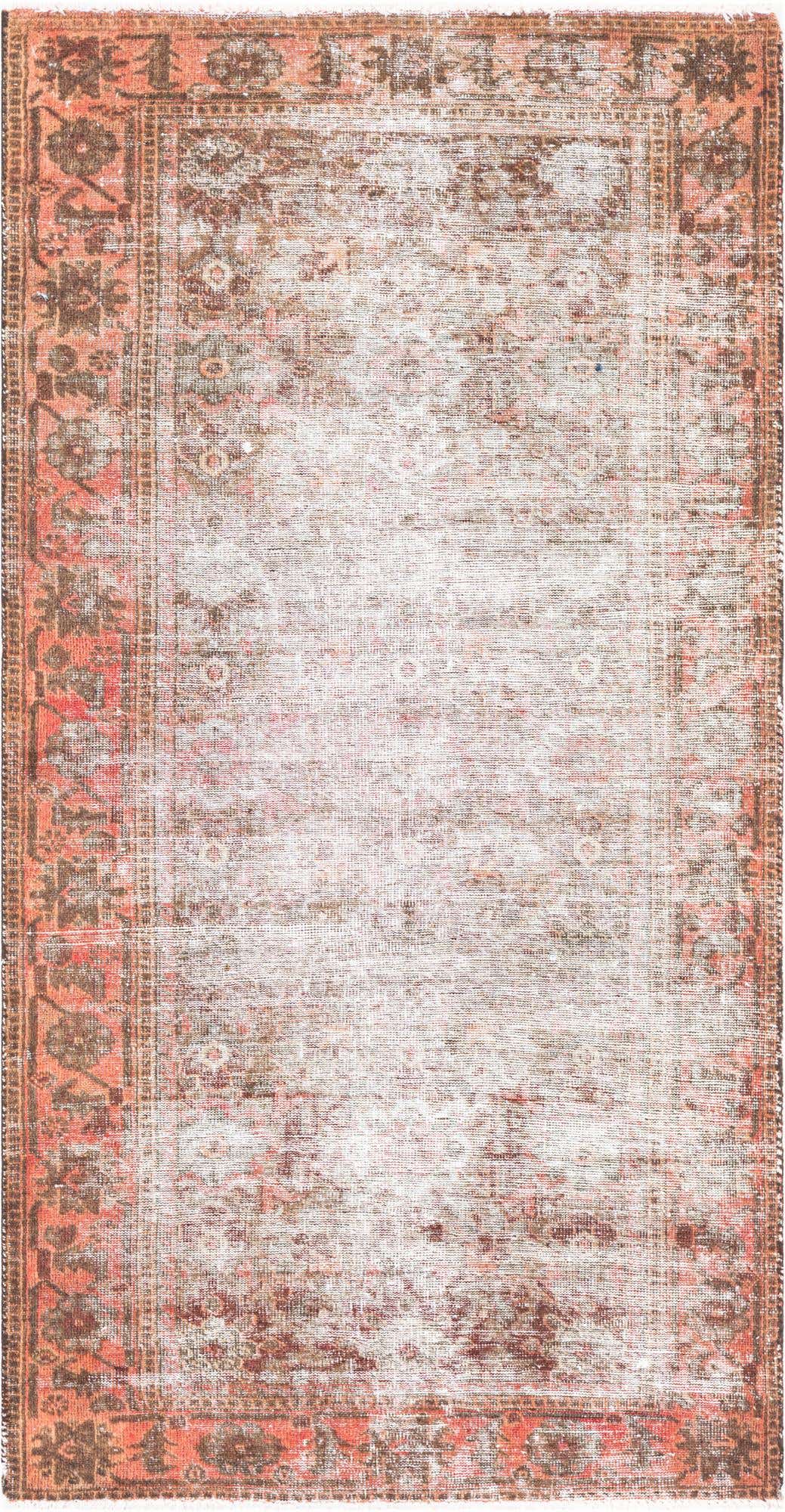3' 7 x 7' Hand Knotted Ultra Vintage Persian Wool Rug