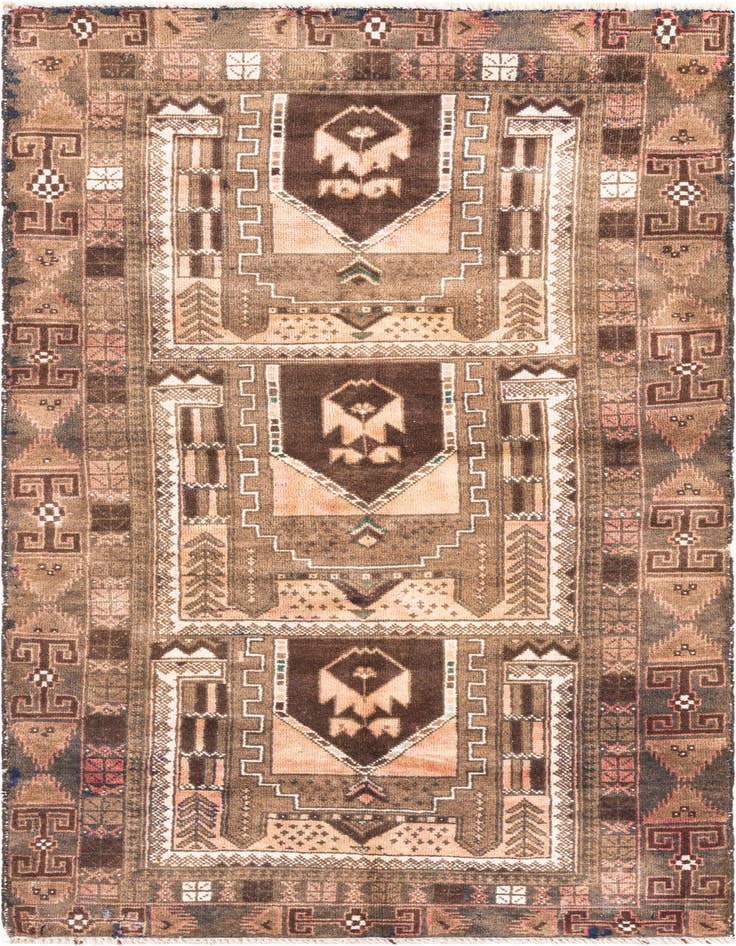 Detail image of 3' 5 x 6' 8 Hand Knotted Ultra Vintage Persian Wool Rug