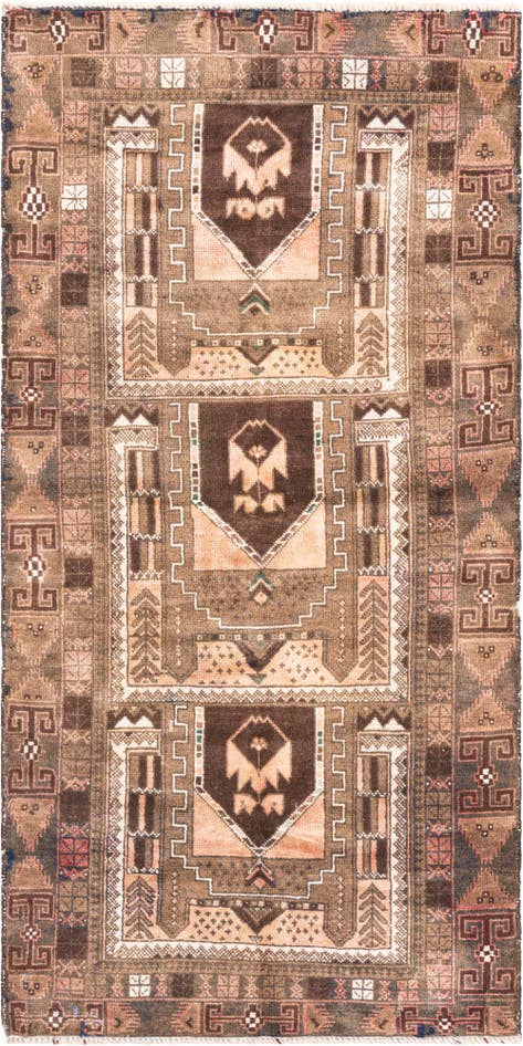 Detail image of 3' 5 x 6' 8 Hand Knotted Ultra Vintage Persian Wool Rug
