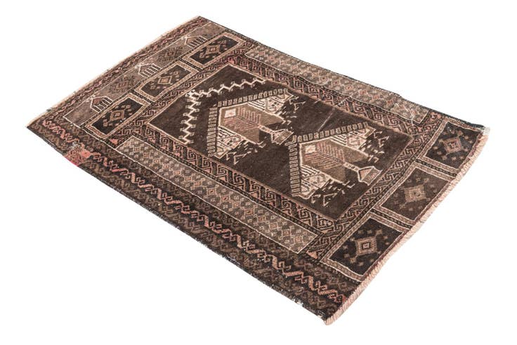 Detail image of 2' 6 x 4' Hand Knotted Ultra Vintage Persian Wool Rug