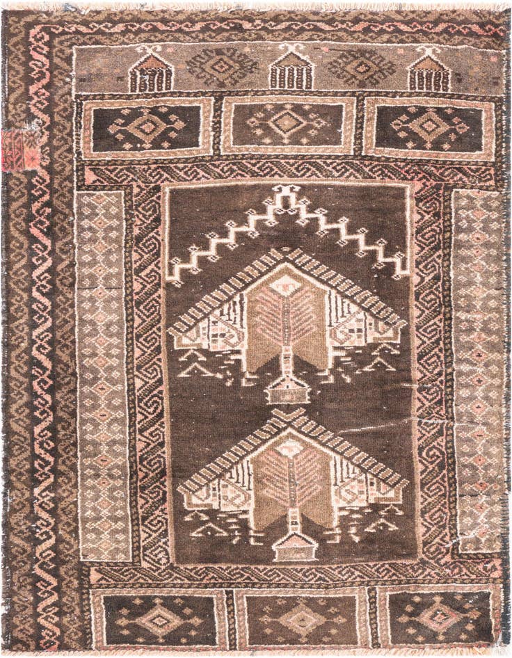Detail image of 2' 6 x 4' Hand Knotted Ultra Vintage Persian Wool Rug