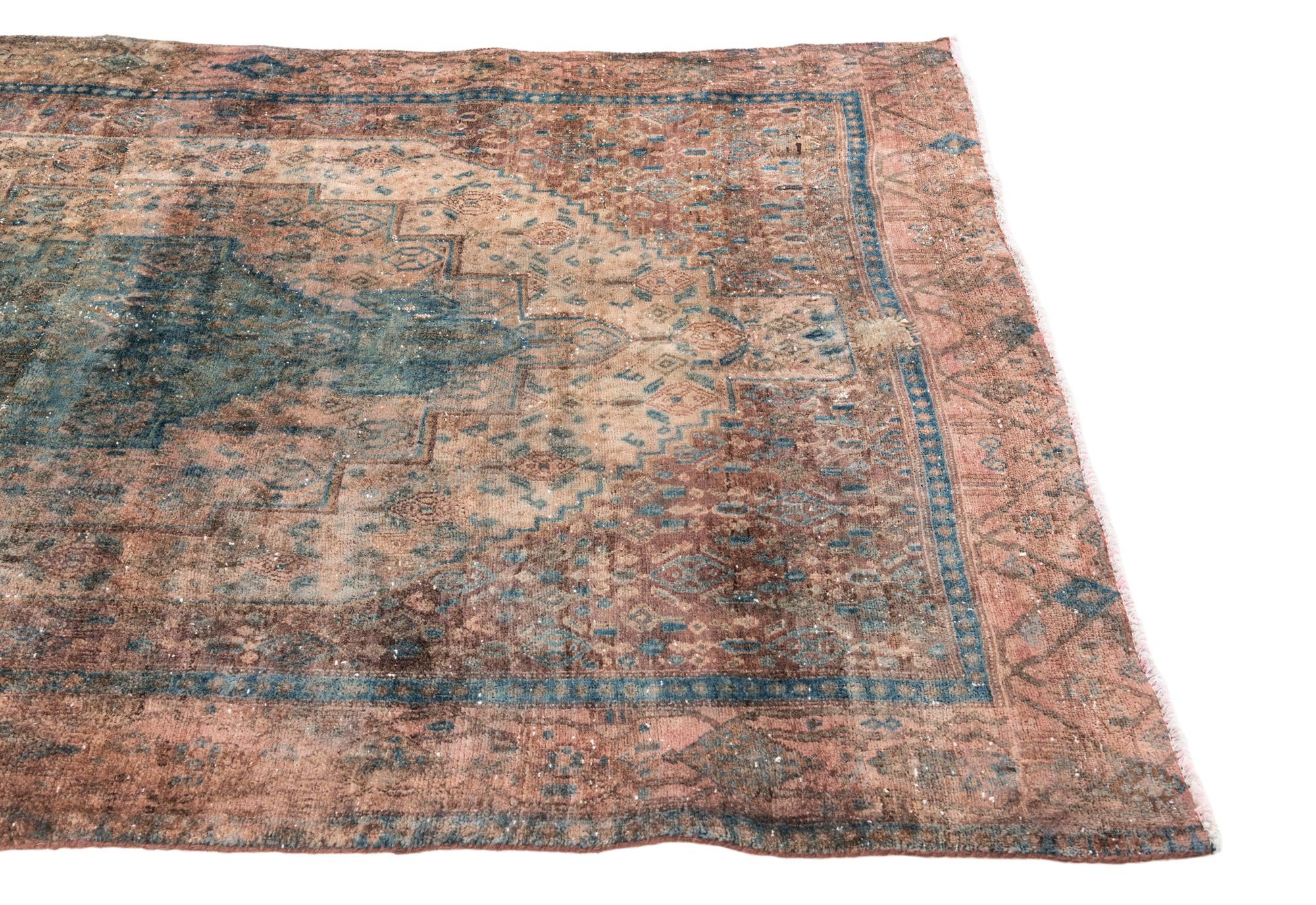 4' 9 x 7' 2 Hand Knotted Ultra Vintage Persian Wool Rug
