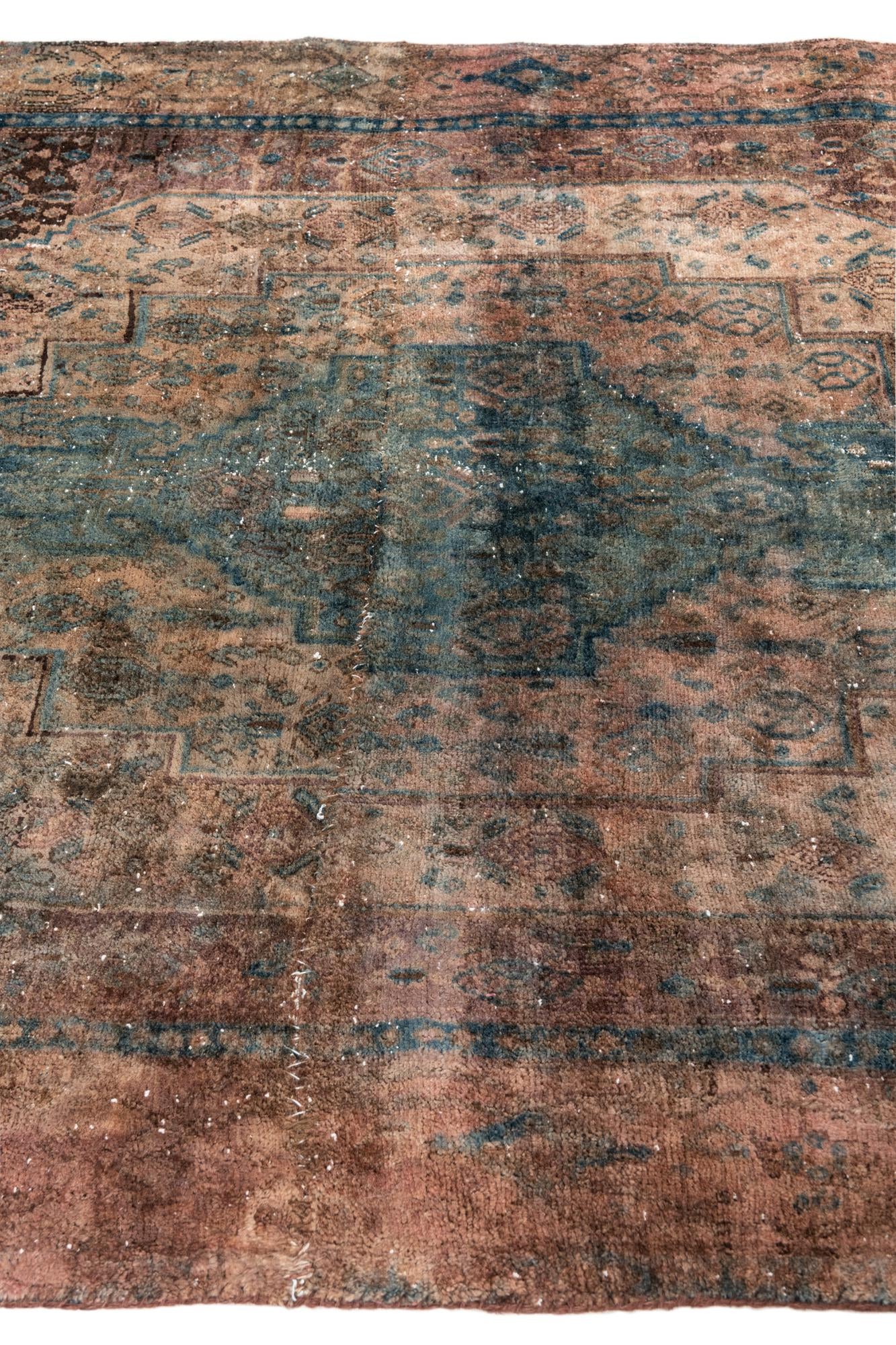 4' 9 x 7' 2 Hand Knotted Ultra Vintage Persian Wool Rug