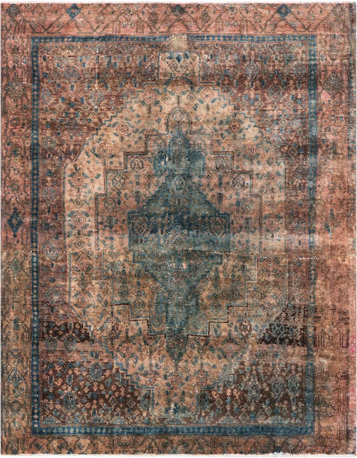 Detail image of 4' 9 x 7' 2 Hand Knotted Ultra Vintage Persian Wool Rug