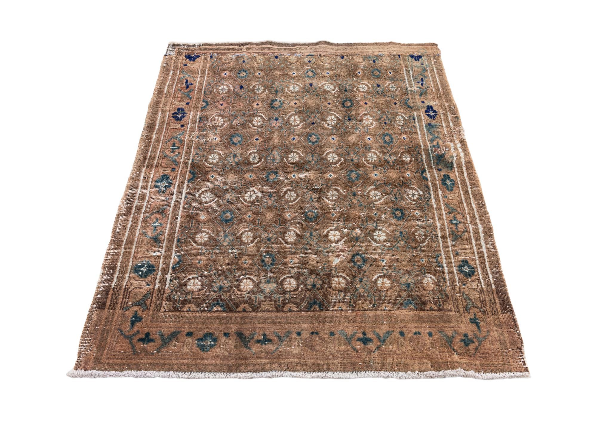 3' 7 x 4' 9 Hand Knotted Ultra Vintage Persian Wool Rug