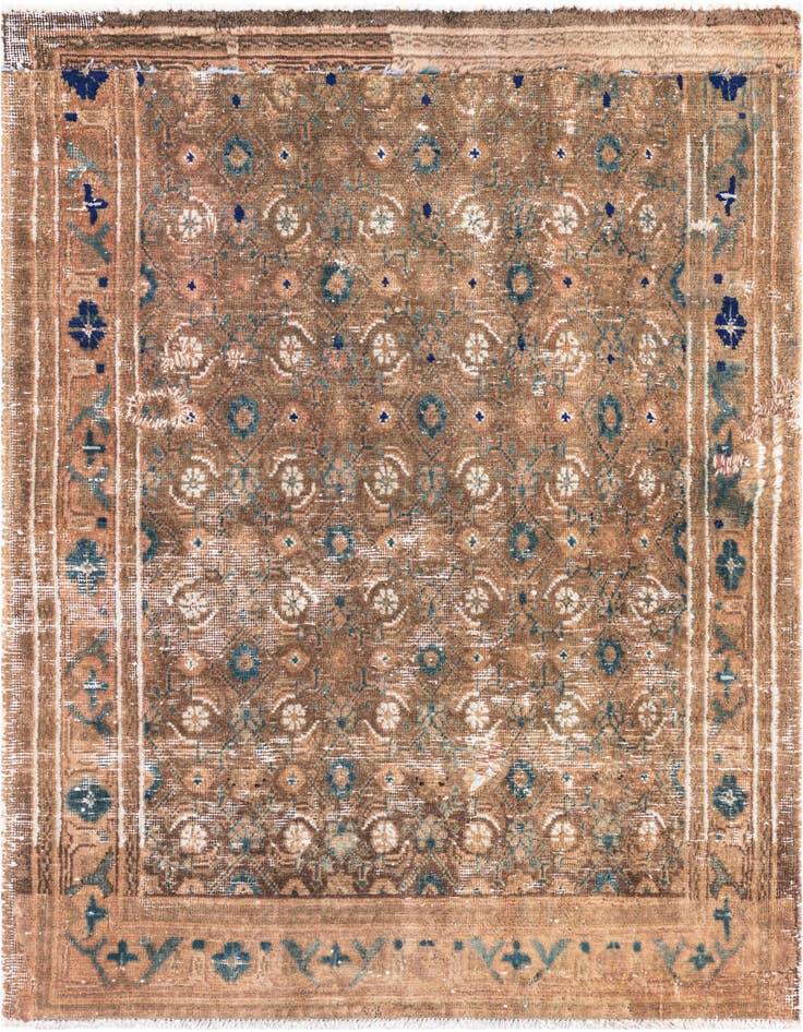Detail image of 3' 7 x 4' 9 Hand Knotted Ultra Vintage Persian Wool Rug