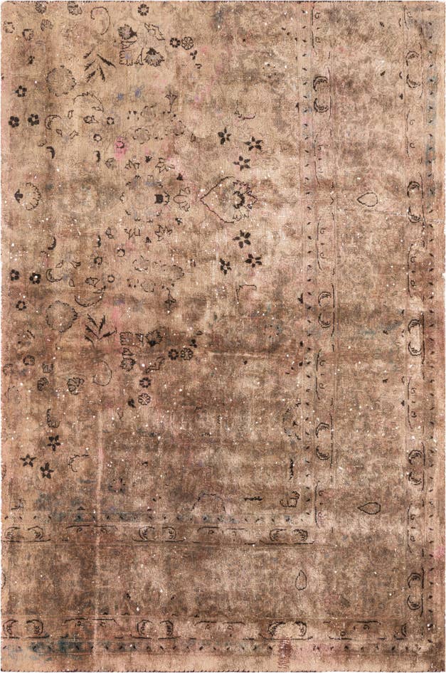 Detail image of 4' 5 x 7' Hand Knotted Ultra Vintage Persian Wool Rug