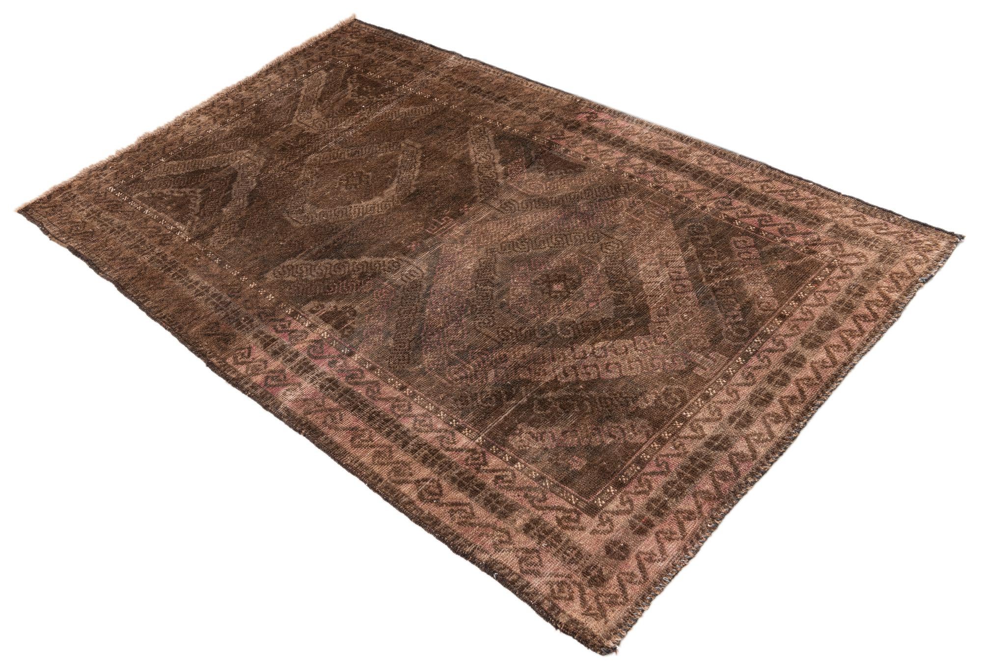 3' 8 x 5' 9 Hand Knotted Ultra Vintage Persian Wool Rug