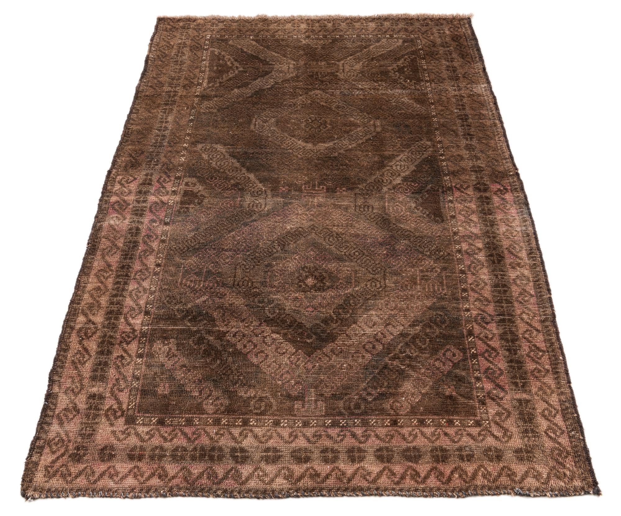 3' 8 x 5' 9 Hand Knotted Ultra Vintage Persian Wool Rug