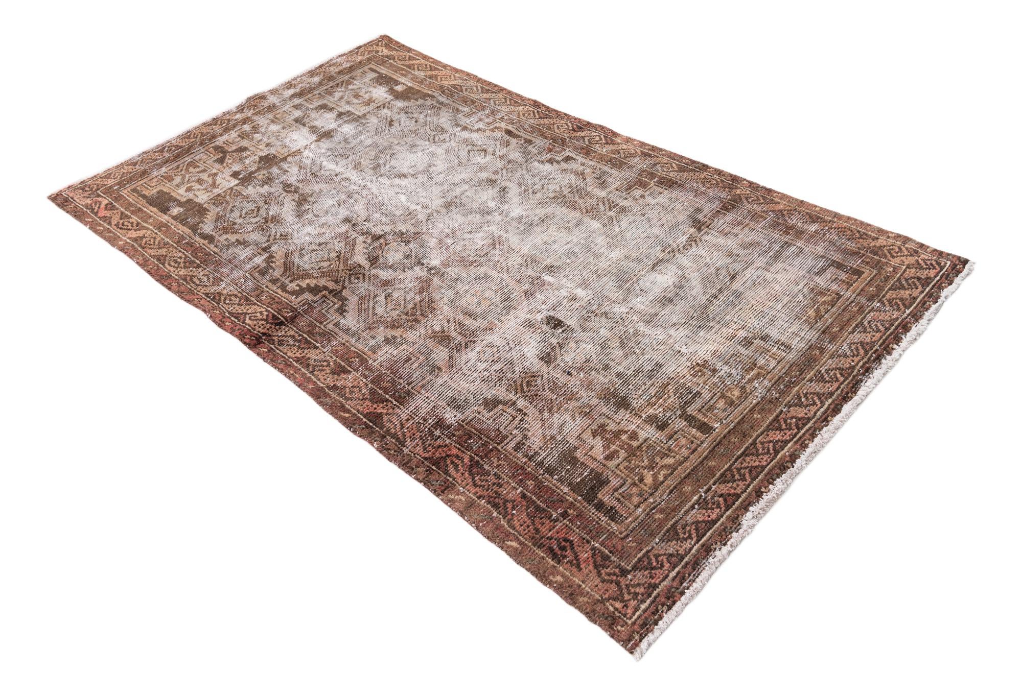 3' 7 x 6' 5 Hand Knotted Ultra Vintage Persian Wool Rug