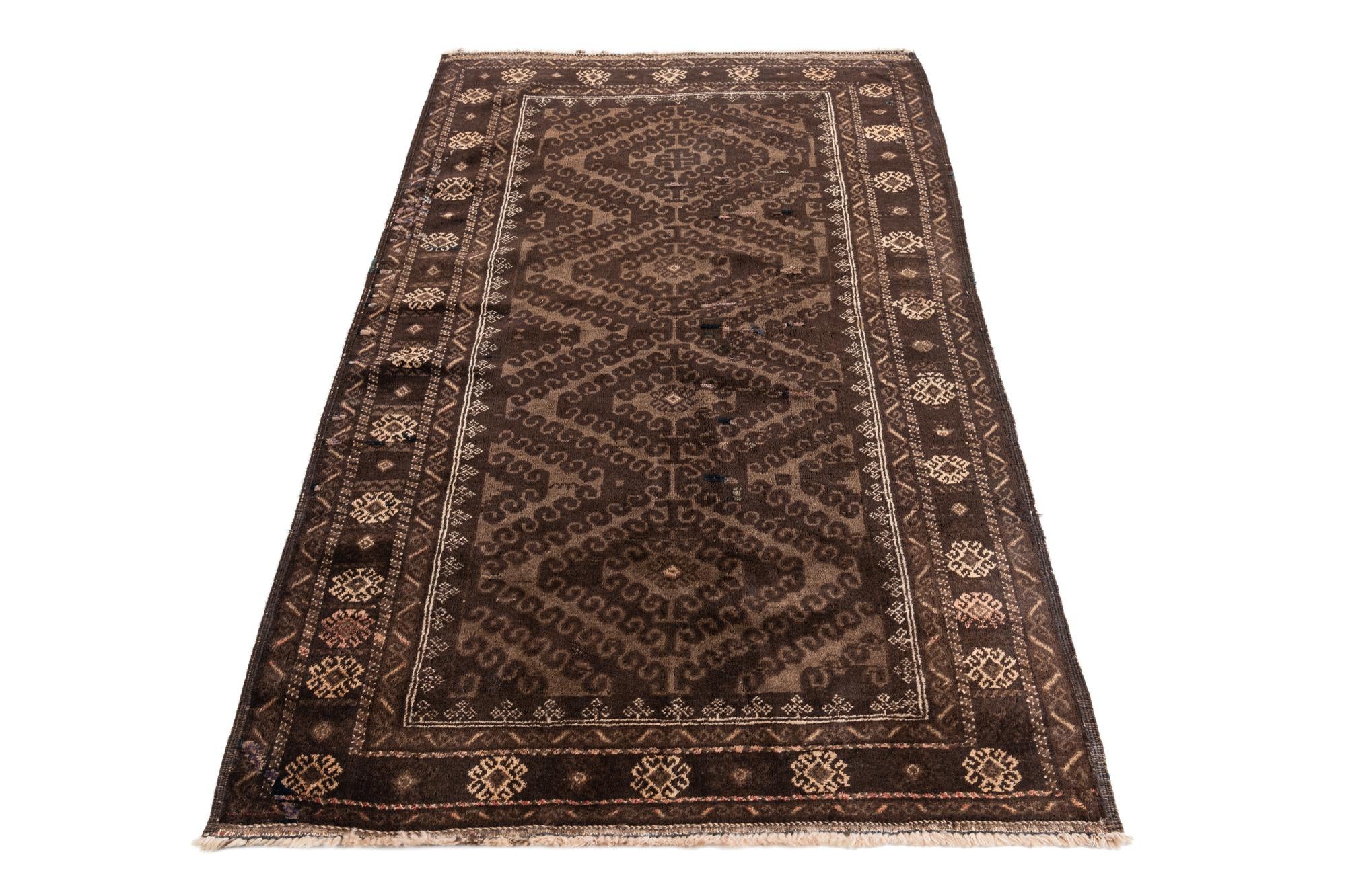 3' 9 x 6' Hand Knotted Ultra Vintage Persian Wool Rug