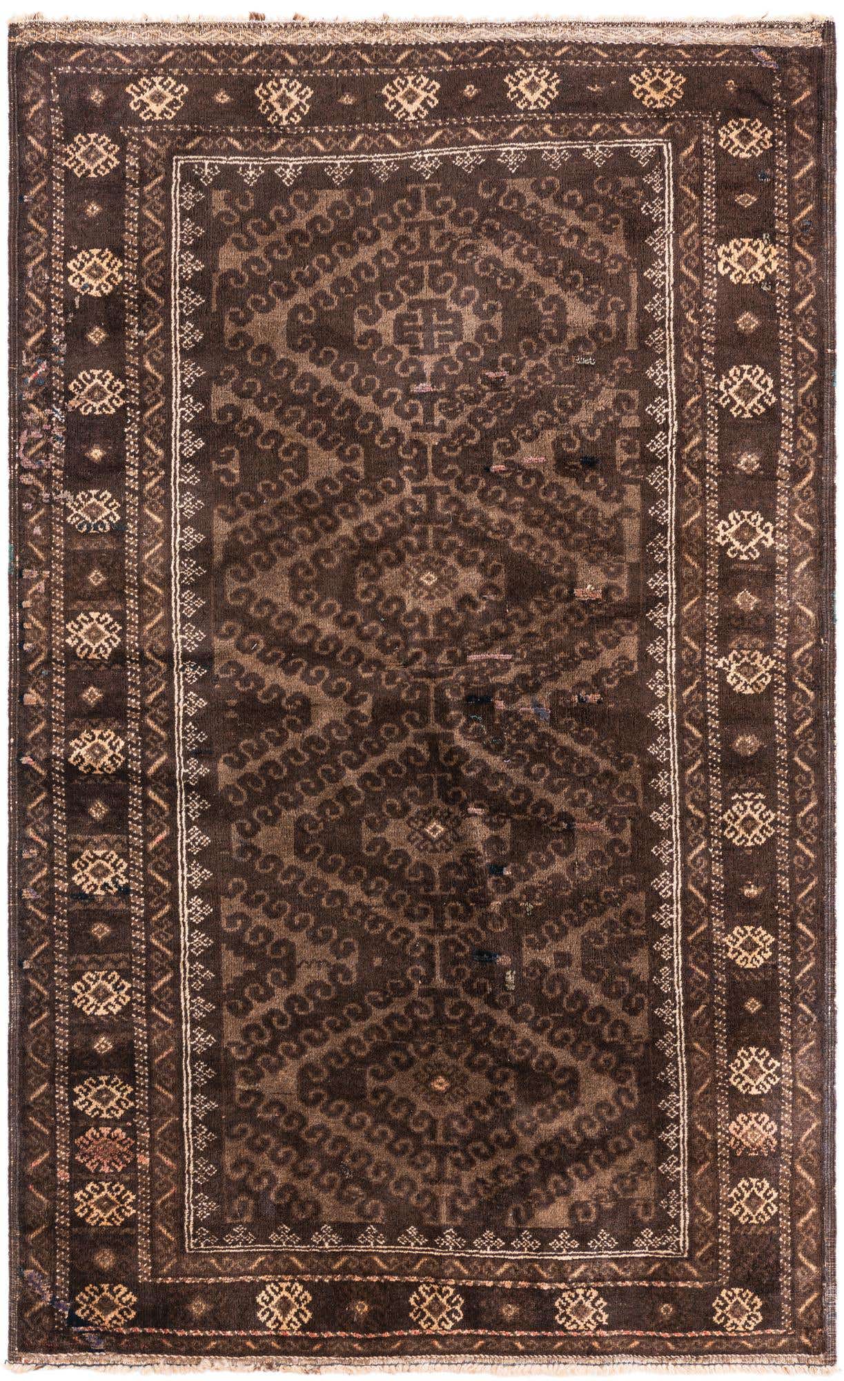 3' 9 x 6' Hand Knotted Ultra Vintage Persian Wool Rug
