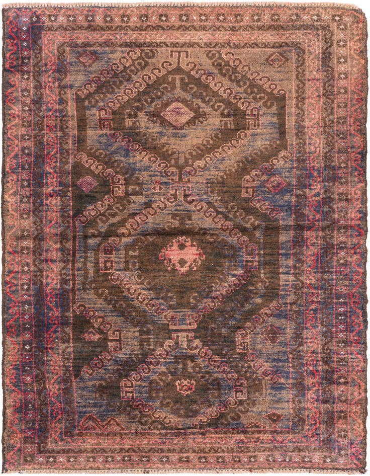 Detail image of 3' 7 x 6' 2 Hand Knotted Ultra Vintage Persian Wool Rug