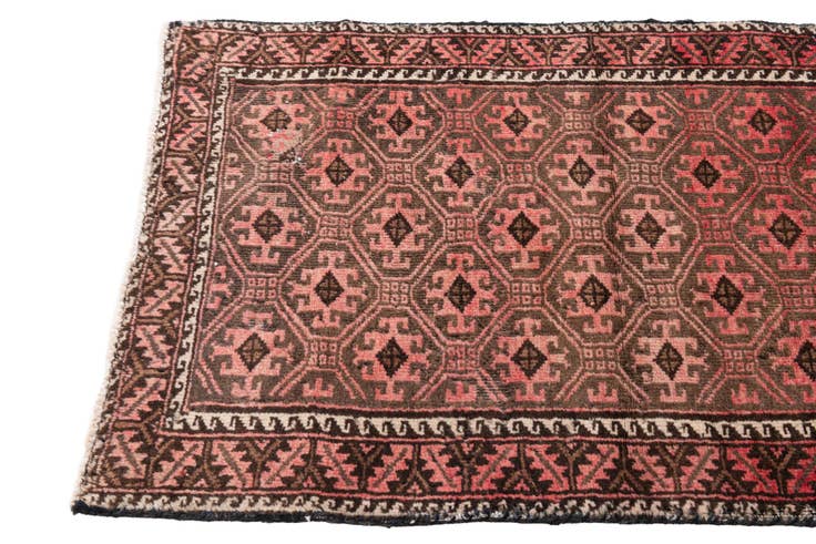 Detail image of 2' 4 x 4' 2 Hand Knotted Ultra Vintage Persian Wool Rug