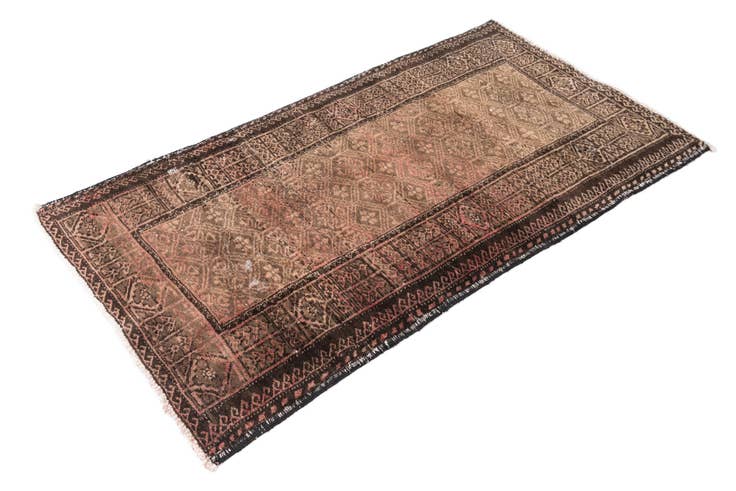 Detail image of 3' 2 x 5' 7 Hand Knotted Ultra Vintage Persian Wool Rug