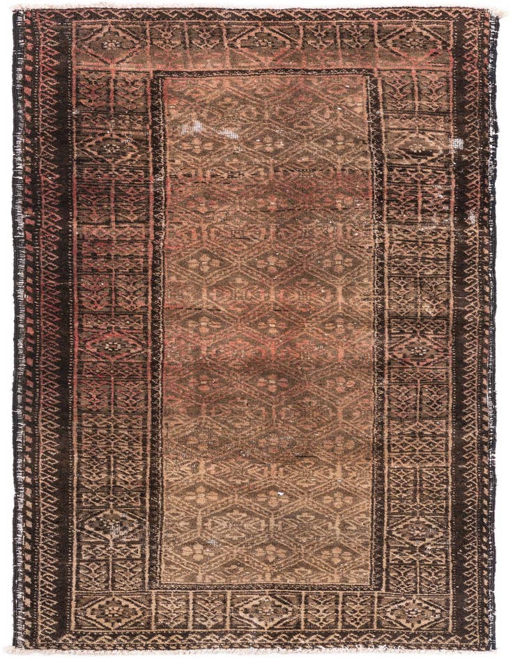 Detail image of 3' 2 x 5' 7 Hand Knotted Ultra Vintage Persian Wool Rug