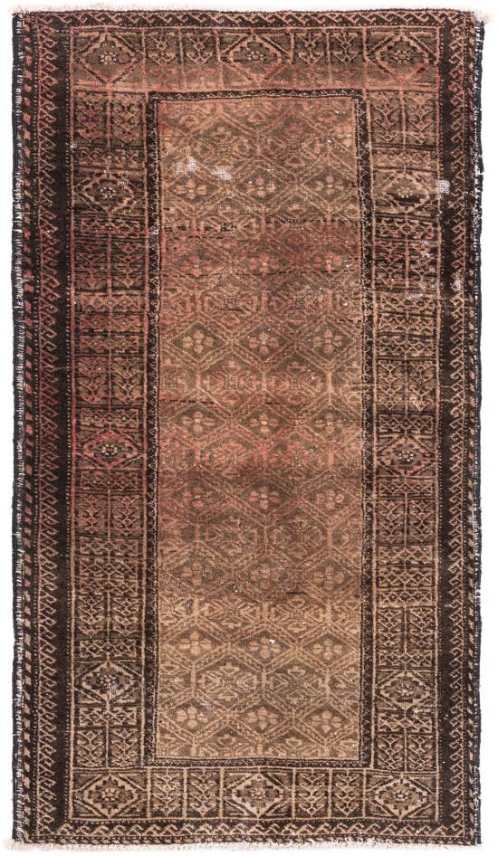 Detail image of 3' 2 x 5' 7 Hand Knotted Ultra Vintage Persian Wool Rug