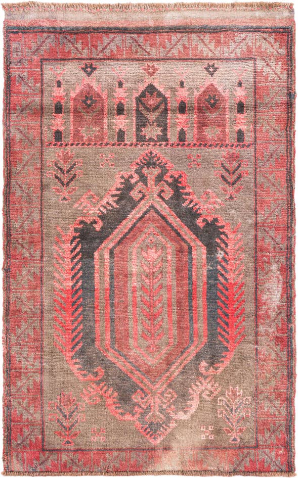 Detail image of 2' 10 x 4' 8 Hand Knotted Ultra Vintage Persian Wool Rug