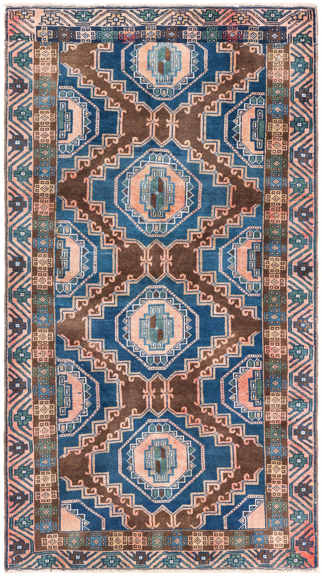 110cm x 205cm Hand Knotted Ultra Vintage Persian Wool Rug