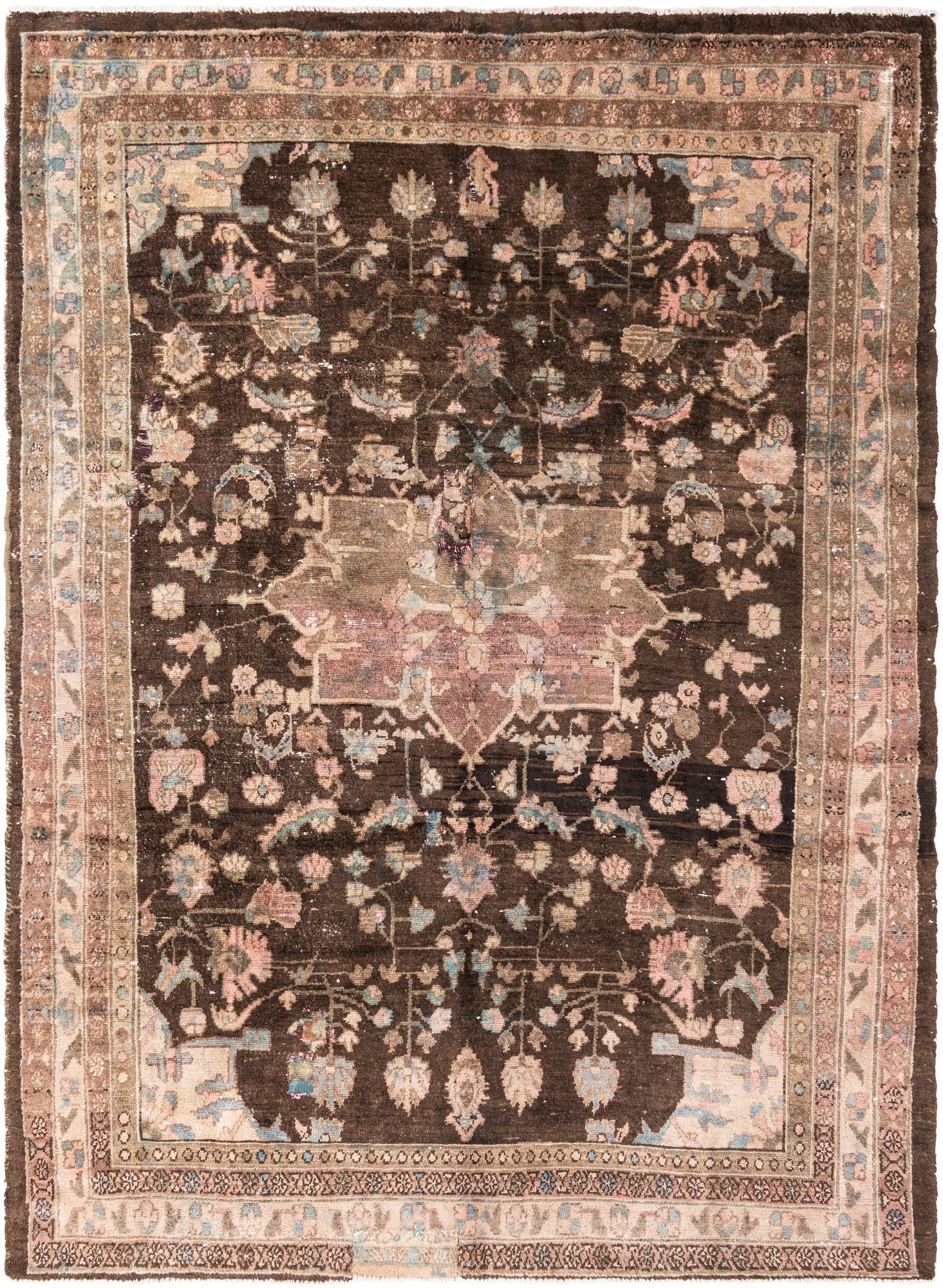 6' 8 x 9' 2 Hand Knotted Ultra Vintage Persian Wool Rug