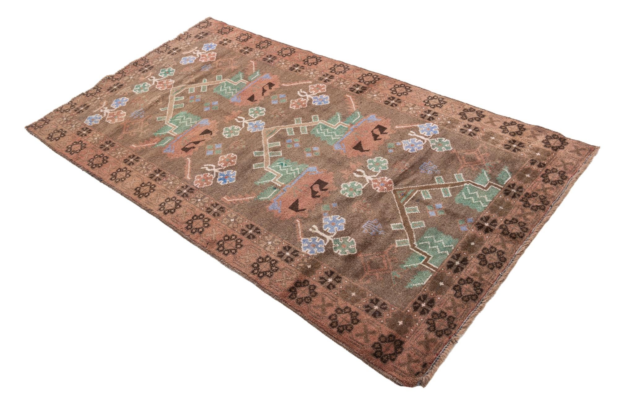 3' 6 x 6' 6 Hand Knotted Ultra Vintage Persian Wool Rug