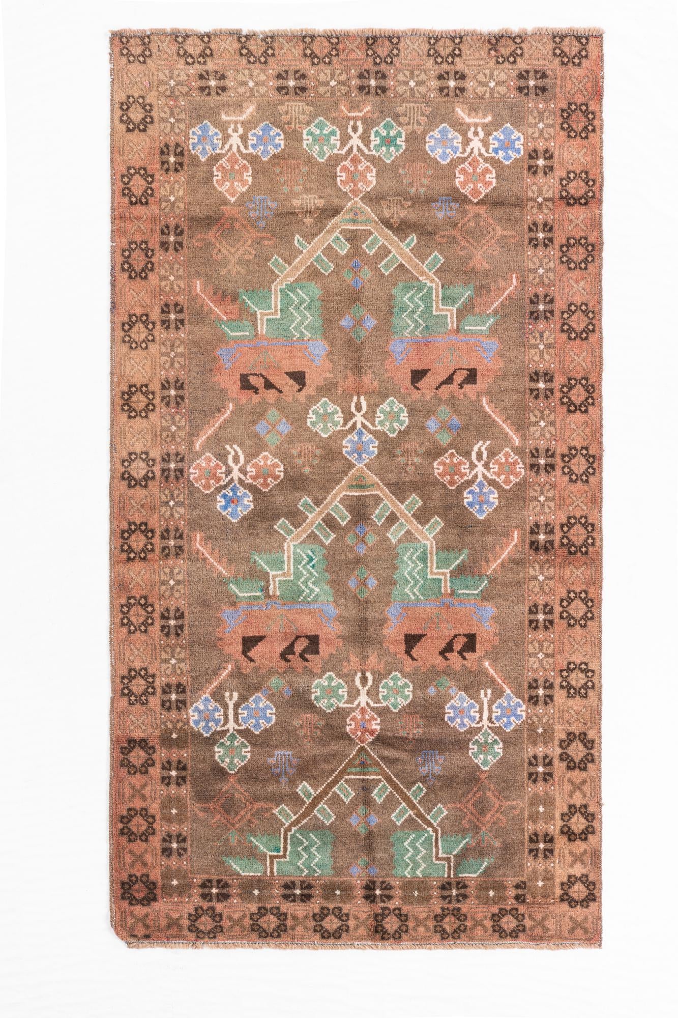 3' 6 x 6' 6 Hand Knotted Ultra Vintage Persian Wool Rug