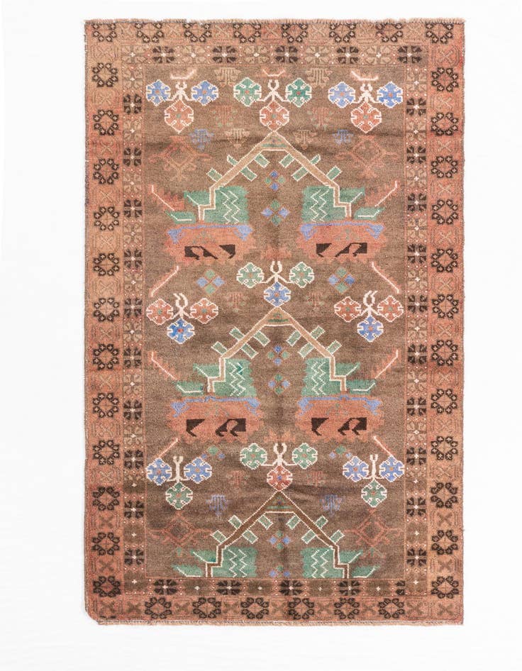 Detail image of 3' 6 x 6' 6 Hand Knotted Ultra Vintage Persian Wool Rug