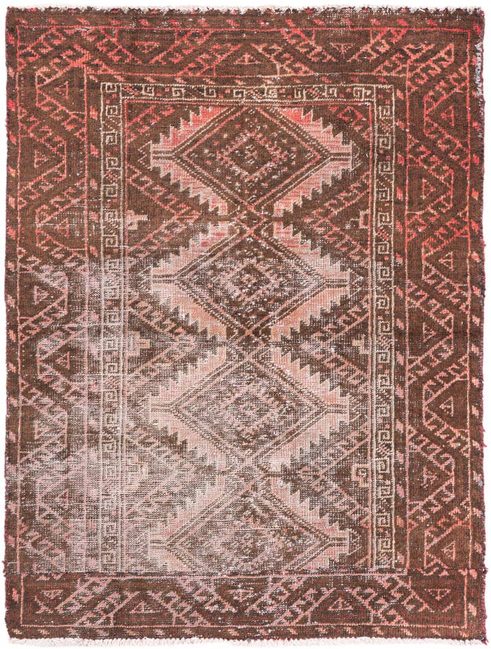 Detail image of 3' 3 x 4' 3 Hand Knotted Ultra Vintage Persian Wool Rug