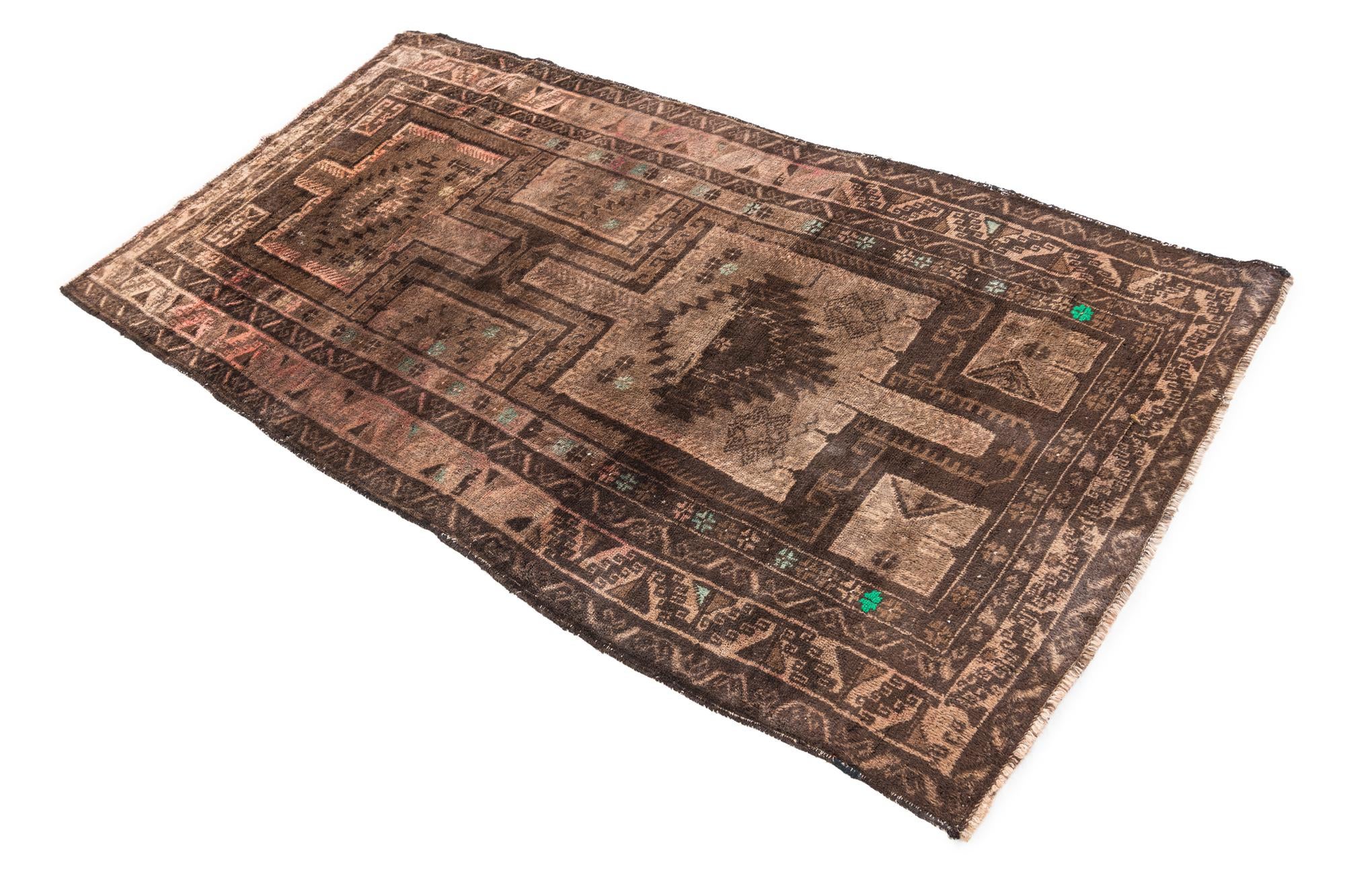 3' 4 x 6' 3 Hand Knotted Ultra Vintage Persian Wool Rug