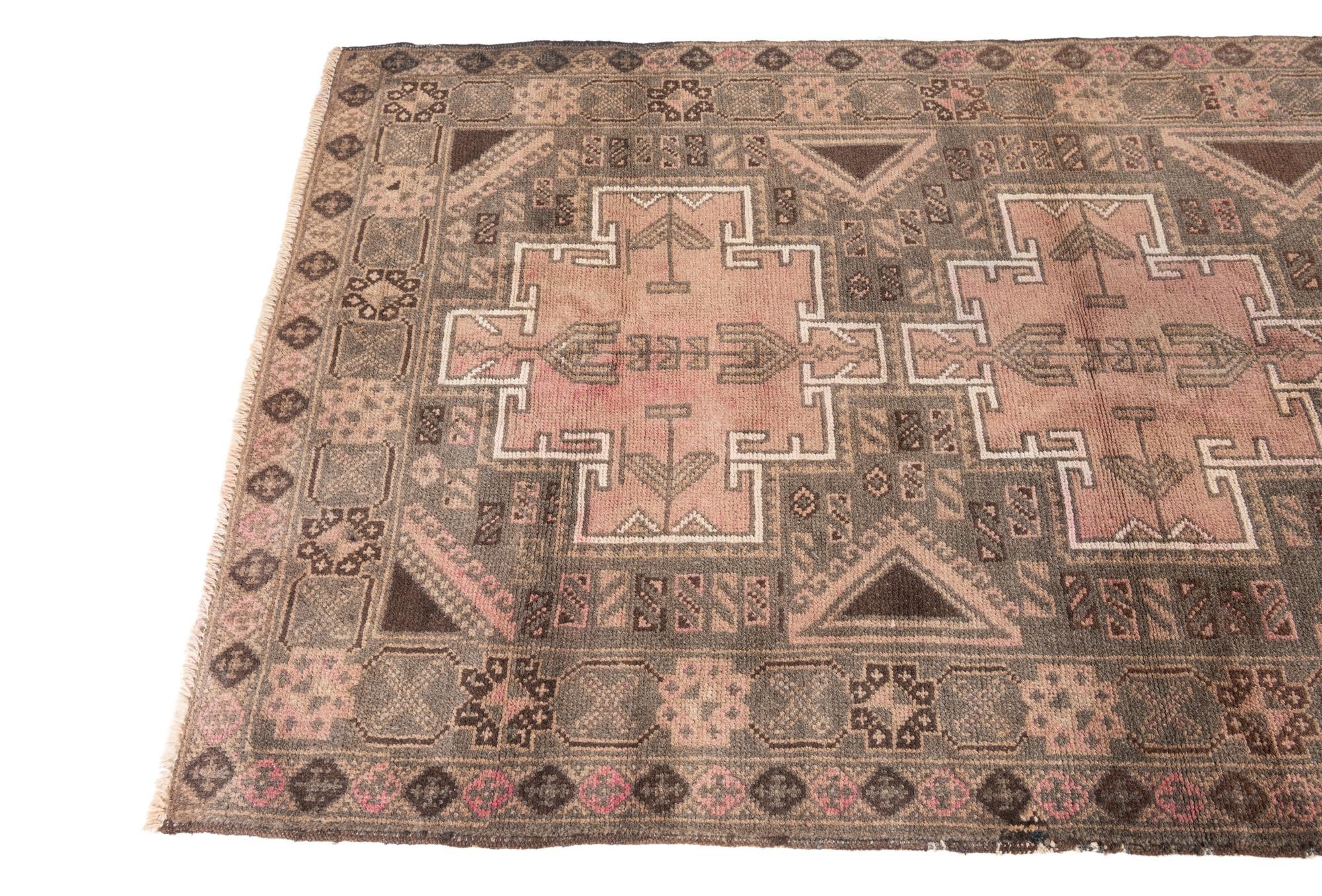 105cm x 190cm Hand Knotted Ultra Vintage Persian Wool Rug
