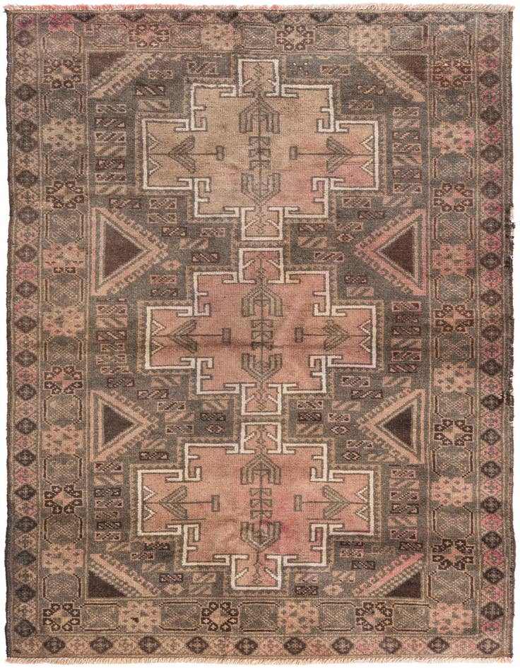 Detail image of 3' 6 x 6' 2 Hand Knotted Ultra Vintage Persian Wool Rug