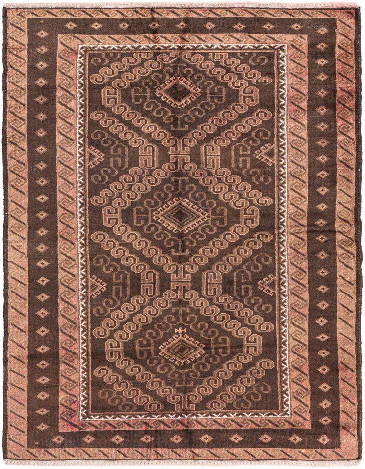 Detail image of 3' 5 x 6' 4 Hand Knotted Ultra Vintage Persian Wool Rug