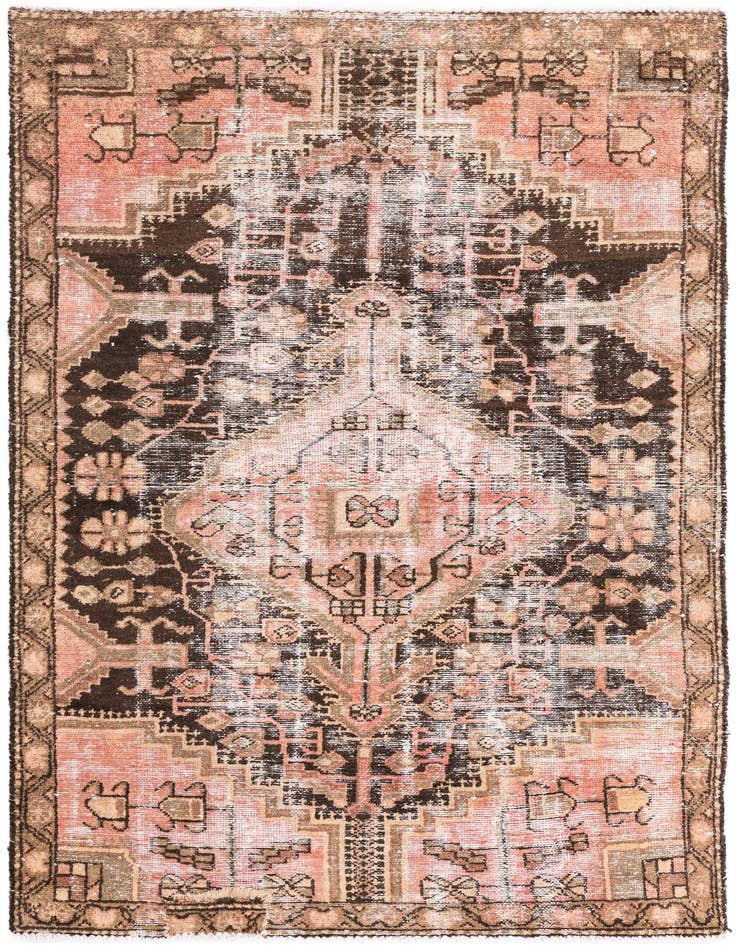Detail image of 3' 7 x 5' 10 Hand Knotted Ultra Vintage Persian Wool Rug