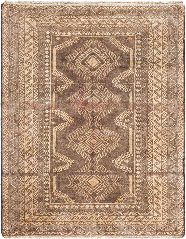 Detail image of 4' 1 x 7' 1 Hand Knotted Ultra Vintage Persian Wool Rug